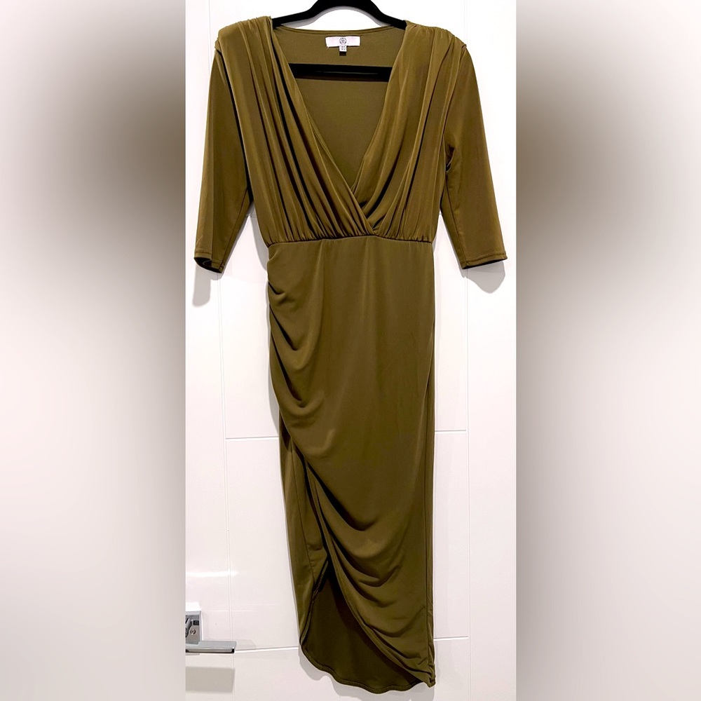 Elegant Missguided Olive Midi Dress Size US 4